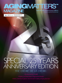 Aging Matters Magazine cover of a large silver 25